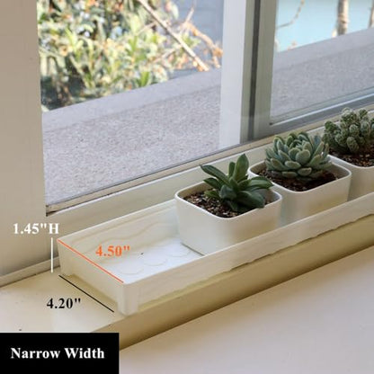 6 Pack 16.20 x 4.50 x 1.45 Inch White Plastic Rectangular Planter Pot Saucer Drip Tray with Removable Drain Plug for Windowsill, Shelf, Tabletop, Kitchen, Balcony, Small Potted Plant - color: White