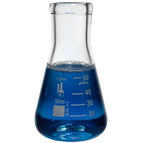 50ml Narrow Mouth Erlenmeyer Flask, Borosilicate Glass, Heavy Duty Rim, Thick Wall, Karter Scientific 213G26 (Single) - size: 50ml, style: Pack of 1