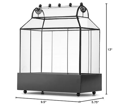 H Potter Glass Wardian Case, Curved Glass Terrarium Planter, 11.5 Inch Tall | Curved Glass, Tabletop Terrarium, Real Glass, Powder-Coated Metal, Indoor Plants