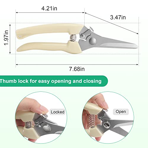 Premium garden shears, meperez pruning scissors gardening tools, pruners for flower, bushes, rose and fruit tree, use for florist, yard and orchard the plant clippers, sharp white steel anvil snips, 2 - style: Japanese