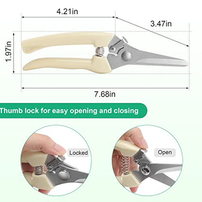 Premium garden shears, meperez pruning scissors gardening tools, pruners for flower, bushes, rose and fruit tree, use for florist, yard and orchard the plant clippers, sharp white steel anvil snips, 2 - style: Japanese
