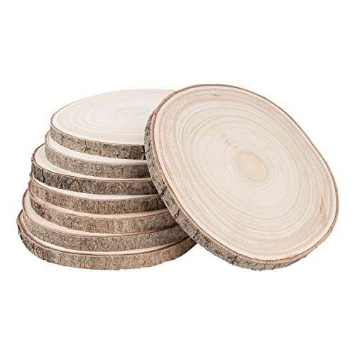 Maputune 8 Pcs 8-9 in Large Unfinished Wood Slices for Centerpieces, Natural Rustic Wooden Plate for DIY Craft, Round Wood Chips for Signage Painting Wedding Party Christmas Decor - size: 8-9 IN, 8pcs