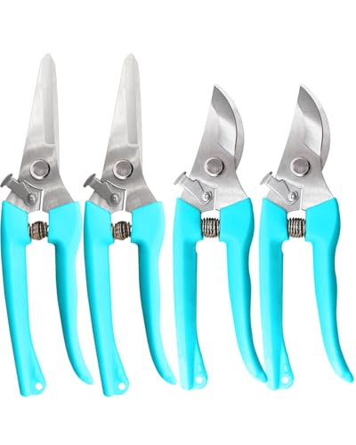 Garden Scissor for Plant, Floral Scissors, Tip Pruning Shears Bulk for Cutting Flowers, Bonsai, Fruits and Trimming Plants (Blue, 4 Pack) - color: Blue, size: 4 Pack