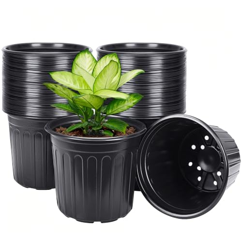 HECTOLIFE 50-Pack 3 Gallon Black Flexible Flower Plant Nursery Pots | Thickened Soft Plastic Seed Starting Container for Succulents, Seedlings, Cuttings, Transplanting - size: 3 Gallon, style: 50P