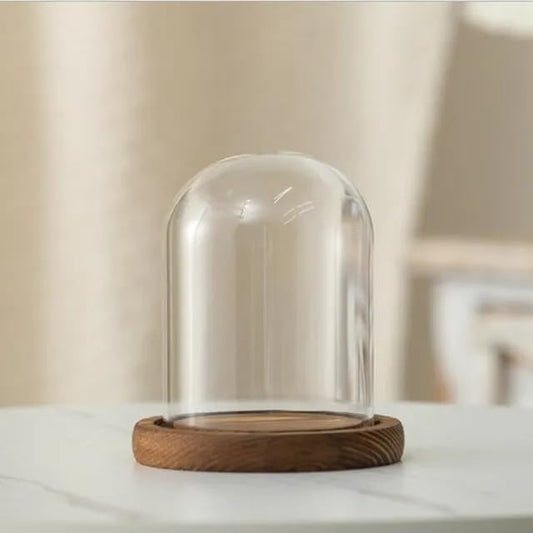 12 * 16cm Big Size Antique Base Different Top Glass Dome Vase Home Decoration Transparent Candle Cover Wedding Friend Favor Gift (1set Round Dome Base) - color: 1set Round Dome Base