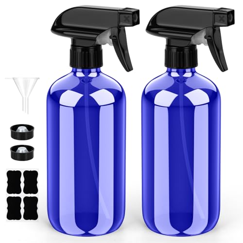Bontip Glass Spray Bottle 8 oz for Cleaning, Plants (2 Pack, Blue) - color: Blue, size: 8 oz