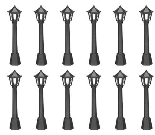 12Pcs Mini Street Light Model, Miniature Railway Train Post Lamp Light Pole