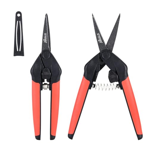 LIVINGO Garden Pruning Shears 2 Pack with Sharp Stainless Steel Blades | Spring Loaded Handles, 6.5" Non-Stick Teflon Coated Scissors for Trimming Flowers, Plants & Garden Branches