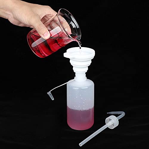 Wash Bottle 250ml 3Pcs – Plastic Squeeze with Cap & Funnel - size: 250ml/3Pcs