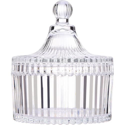 Colorful Glass Jar With Lid,Multi-Purpose Storage Container for Candy,Cookies,Candle,Jewelry Box | Empty Bathroom Vanity Office Organizer,Home Decor(Clear) - color: Yurt-clear