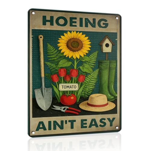 PEACHGARDEN Hoeing Ain't Easy Sign Funny Garden Metal Sign Yard Art Garden Wall Decor Patio Decor for Outdoor Porch Greenhouse Backyard Cabin 12x16 inch - color: Garden Decor 16, size: 30X40cm(12*16in)