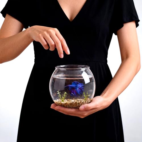 Geelin 0.5 Gallon Plastic Fish Tank Large Bowl Shatterproof with Crystal Clear Clarity for Terrarium, Flower Vase Centerpiece Gift for Fish Lovers (Round) - size: 0.5 Gallon, style: Round