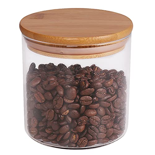77L 18 Oz/550 ML Glass Jar with Lid, Clear Thickened Version Glass Storage Containers with Sealed Bamboo Lid, For Coffee, Sugar, Spices, Tea, Beans, Candy, Cookie