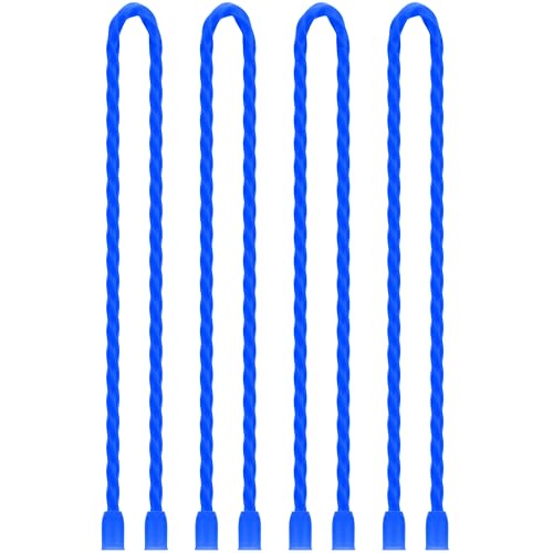 4Pcs 18-inch Silicone Cable Ties Reusable Steel-Core Silicone Twist Cable Tie Straps for Bundling and Organizing Colorful Bendable Holder Strap for Indoor and Out All Purpose, Blue - color: Blue, size: 18 Inch