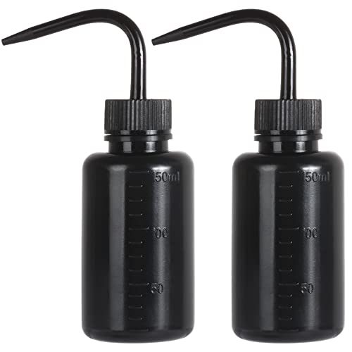 Oubest 2pcs Small Squeeze Bottles 150ml 5oz Wash Bottle Ldpe Plastic Squirt Water Bottle for Medical Label Tattoo Lash Water Succulent Watering Irrigation - color: Black, size: 2Pcs 150ML