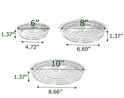 TRUEDAYS 15 Pack(6 inch/8inch/10inch) Clear Plant Saucers Flower Pot Tray Excellent for Indoor & Outdoor Plants - size: 15-Pack (6''+8''+10'')
