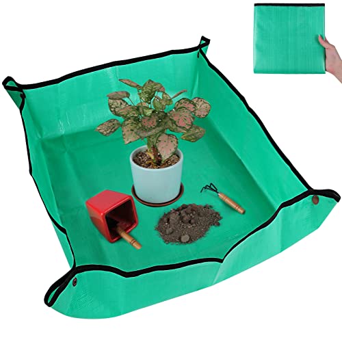Azureblue Plant Repotting Mat for Indoor Plants Potting Soil Mix, Waterproof Plant Repotting Tray, Potting Mat Gardening Tray for Indoor Potting Succulents Cactus Orchid Pots, Garden Gift(26.8"x26.8") - size: Small 26.8 x 26.8"