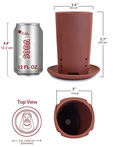Dahlia 3.5" Zisha Tumbler Bonsai Planter/Succulent Pot/Flower Pot w. Saucer, Brown - color: Style 18: Brown