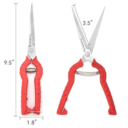 Extra Long Garden Scissor, Stainless Steel Pruning Shears, Bonsai Plant Trimming Scissors for thorny roses plant Flowers Harvesting Herbs Fruits or Vegetables