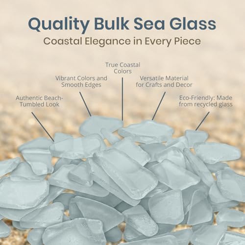 Light Blue Sea Glass – 22oz Beach Glass for Crafts, Vase Fillers & Decor – Bulk Tumbled Seaglass Pieces for DIY Projects – Recycled Seaglass for Home, Weddings & Art - size: 22 Ounces