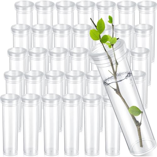 Hushee 50 Pcs 25 Pcs 60ml Water Tubes for Flowers, 4.33 Inch Floral Tubes
