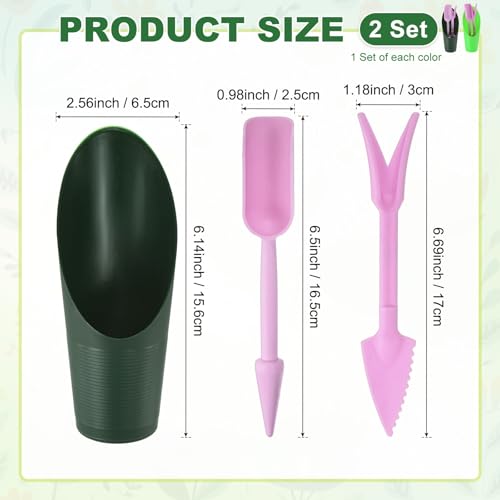 M METERXITY 2-Set Succulent Tools, Plastic 2-in-1 Mini Garden Shovel Hand Succulent Transplanting Tools Garden Shovel Transplant Trowel for Planting/Digging/Aerating [Deep Green,Green,Purple] - color: Deep Green,Green,Purple