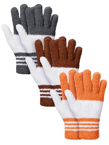 Patelai 3 Pairs Microfiber Dusting Gloves for Plants Leaf, Large - color: Gray, Orange, Brown, size: Large