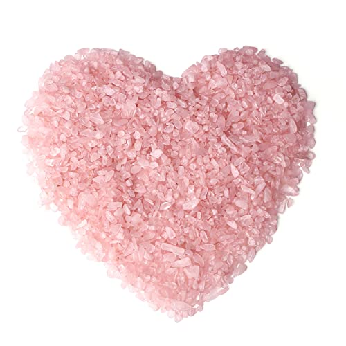 LAIDANLA 1lb/15.87oz Decorative Tumbled Gravel Pink Rose Quartz Crystals Chip Polished Bulk Natural Gem Aquarium Gravel Rocks Pebbles Fish Tank Gravel Vase Filler Succulents Terrarium Supplies - color: Pink-rose Quartz, size: 1 Pound-（0.28"-0.35"）