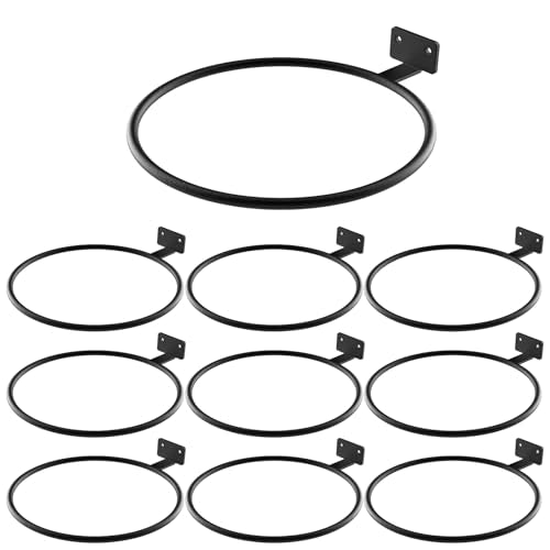 Wall Plant Holder Bulk 6in 10Pack Metal Ring Plant Hanger Black | Planter Pot Wall Mounted Bracket Heavy Duty for Outdoor Indoor - color: Black-10pack, size: 6in