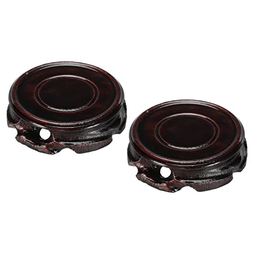 Wooden Stand Holders Displays Base 70mm Diameter Black for Vase Bonsai Stone Pack of 2
