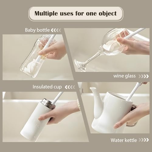2 Pieces Flexible Silicone Bottle Brush with Long Handle, Long Handle Water Bottle Brush Cleaner, for Narrow Neck Bottles, Water Bottles, Baby Bottles, Flasks