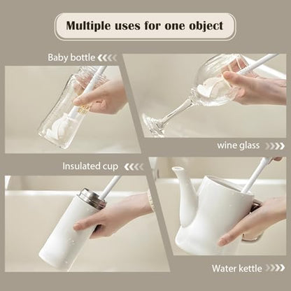 2 Pieces Flexible Silicone Bottle Brush with Long Handle, Long Handle Water Bottle Brush Cleaner, for Narrow Neck Bottles, Water Bottles, Baby Bottles, Flasks