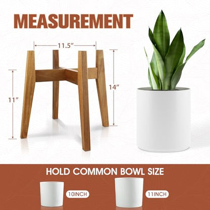 Wooden Plant Stand Indoor, Mid Century Planter Stand, Acacia Wood, 11 Inch | Furniture-grade acacia wood plant stand with sturdy construction for 11" pots. Pot not included - color: 11" acacia wood
