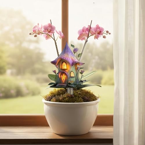 House Garden Stakes Decor Yard Acrylic - 2D Spring Garden Acrylic Sign Decoration, Yard Art, Gift for Nature Lovers, for Indoor & Outdoor Flower Pots, Yard, Mini Gardens & Lawn (5.9”x5.9”) Y35