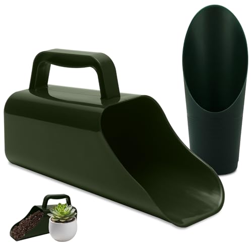 Garden Soil Scoop, 2-in-1 Multi-Function Plastic Spoon Soil Shovel Wear Resistant Digging Tool Cultivation Potting Scoop with Mini Scoop for Digging Up or Transporting Scoops of Soil