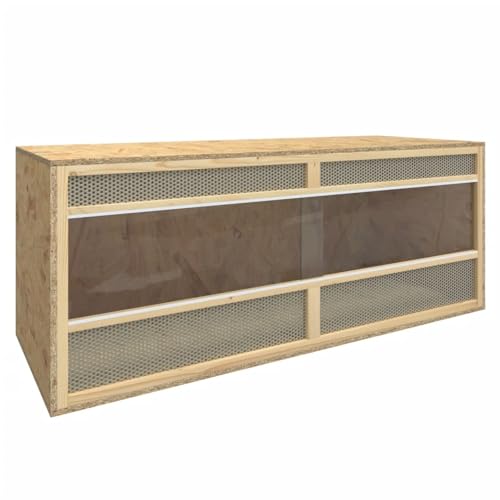 Gecheer Engineered Wood Reptile Terrarium with Glass Panels – 47.2 x 19.7 x 19.7 Inch Indoor Habitat for Snakes, Lizards, and Geckos – Brown Rectangular Enclosure with Matte Finish