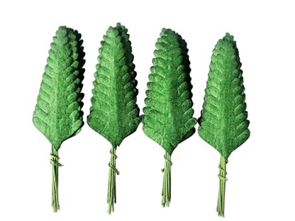 Ploen 25 pcs Green Leaves Ferns Mulberry Paper Leaves with Wire Stems Fern1 Leaf Mulberry Paper Craft Supplies Scrapbooking Embellishments for so Many Card DIY Craft Projects Leaves104