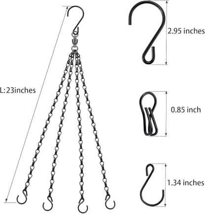 Heybe Swivel Hanging Basket Chains 23 Inches 4 Leads Hanging Chains Flower Pot Hanger Replacement Plant Hangers for Planters and Lanterns, Pack of 3 (4 Legs-Swivel) - style: 4 Legs-Swivel