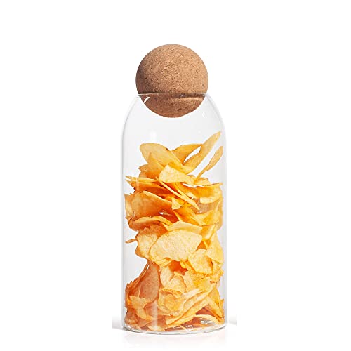 IVAILEX Glass Jars with Cork Lids, Candy Jar with Lid, Coffee jar for Counter, Cookie Jar with Airtight Lids, Clear Glass Jar for Candy, Tea, Coffee Bean, Sugar, Spices, Apothecary etc (950ml/32oz) - size: 950 ml (32 oz)