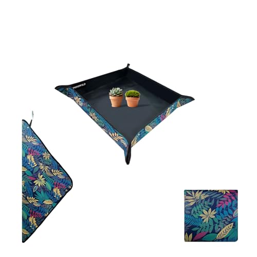 Repotting Mat for Indoor Plants 29.5"x29.5", Unique Gifts for Plant Lovers | Thick Waterproof Potting Mat, Succulent Gardening Mat, Portable Repotting Mat for Mess Control, PVC-Black Leaf Print - color: Black Leaf Print, size: 29.5" x 29.5" x 0.1"