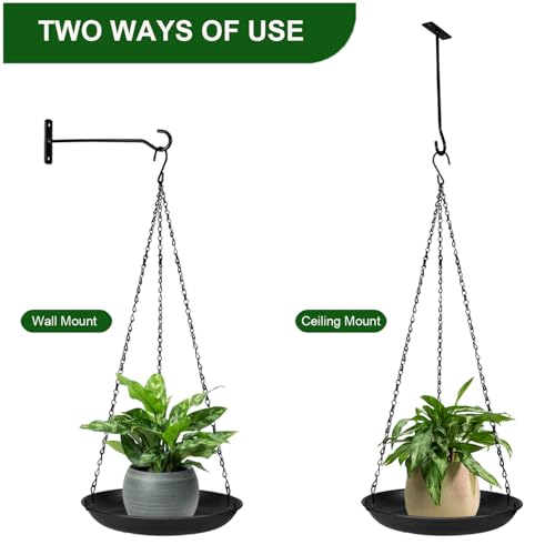 ARTORA Metal Plant Hanger, Indoor Decorative Wall Plant Hanging Basket Black Pot Holder Ceiling Flower Planter Hanging Chain with Long Hook (2 Pack)
