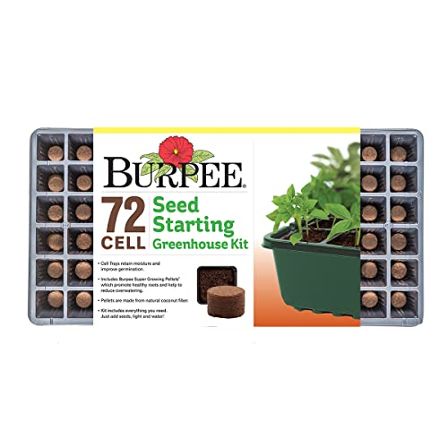 Burpee 72 Cell Seed Starting Kit with Greenhouse Dome and Coir Pellets - size: One Size