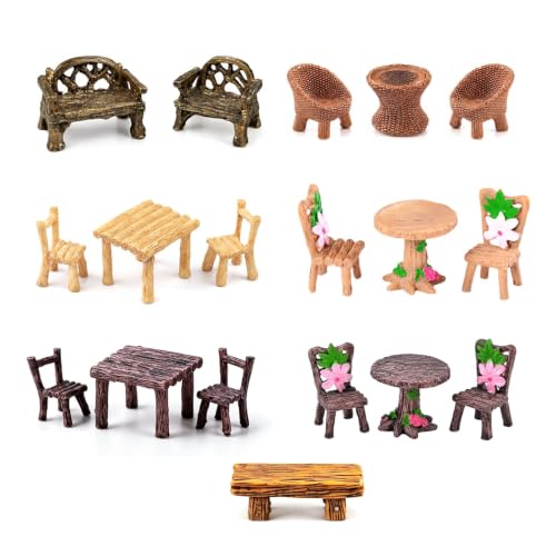 18 Pcs Vintage Miniature Fairy Garden Furniture Set