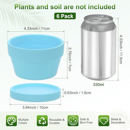 M METERXITY 6-Pack Shallow Terracotta Clay Pots, 4.3" Ceramic Small Plant Pots with Saucer and Drainage Holes for Succulent Plants/DIY Crafts, Terracotta Pottery Planters [Sky Blue] - color: Sky Blue