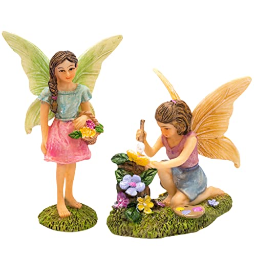 PRETMANNS Fairies for Fairy Garden Accessories Kit, 2 Pieces | Colorful Accessories, Indoor or Outdoor, Miniature Garden, Adorable Figurine Kit