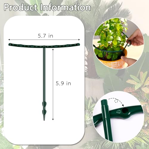 Mwellewm Plant Stakes Small Plant Supports for Indoor Plants Holder Sticks | 10 Pcs Half Round, Plant Rings, Plastic Cage, Short Stem, Flower Pot Climbing Trellis,for House Vegetable Outdoor 5.7x5.9Inch - size: 5.7 x 5.9inch