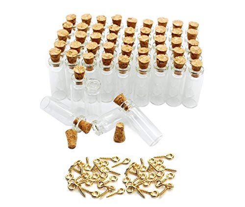 1ML Small Mini Tall Clear Glass Bottles Jars Vials with Corks Stoppers Extra Mini 1MLGlass Bottles Corked Vials Jars,for DIY Decoration Sand Arts Crafts Projects Party Favors,100 Pcs