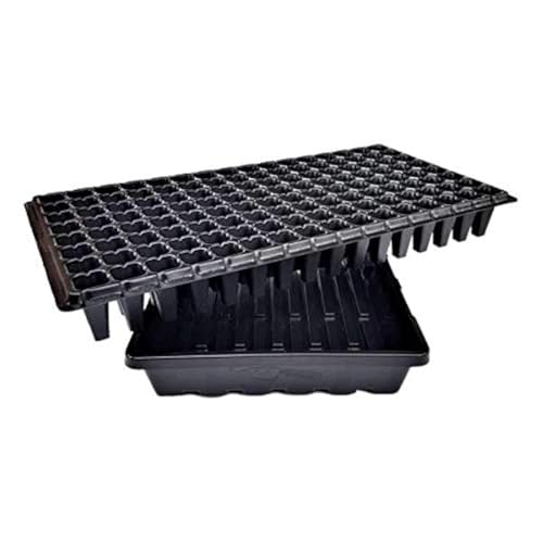 Bootstrap Farmer 128 Cell w/ 1020 Flat Seed Starter Tray - Extra Strength, 10 Pack Combo, Seedling Trays for Starting Plantings Propagation, Germination Plug Station - size: 10 Flats and 10 Cell Trays