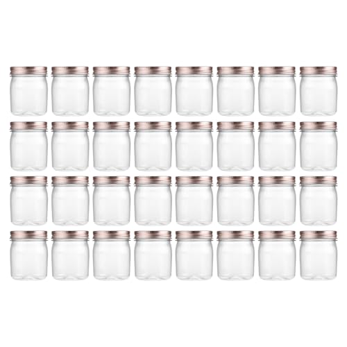 novelinks 8 oz Plastic Mason Jars and Clear Plastic Jars with Lids 8 oz | 32 Pack, Rose Gold, Plastic Containers with Lids, Small Mason Jars, Clear Jars Bulk, Spice Jars, Slime Jars, Mini Jars - color: Rose Gold, size: 32 Pack 8 Ounce
