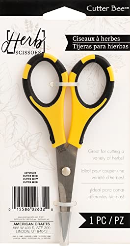 EK Tools Cutter Bee Precision Craft Scissors - Small Ergonomic Scissors with Micro Tip for Cutting Paper, Herbs, and More - Stainless Steel Blades, Yellow and Black - style: 1 Pack